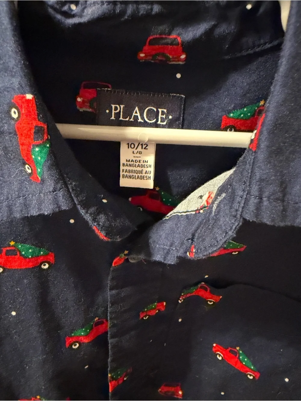 The Children's Place Christmas Truck Tree Buttondown Boys 10/12 Shirt
